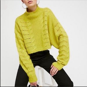 FREE PEOPLE CROPPED WOOL/MOHAIR SWEATER